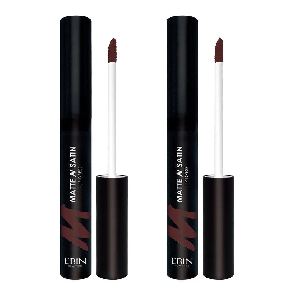 Pack of 2 Ebin New York Matte N Satin Lip Dress, Sultry Brown CMSLD06
