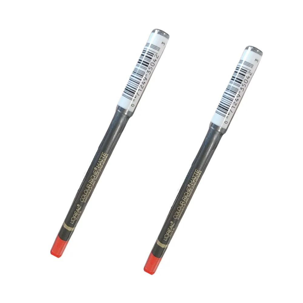 Pack of 2 L'Oreal Paris Colour Riche Matte Sharpenable Lip Liner, Matte in Manhattan 100