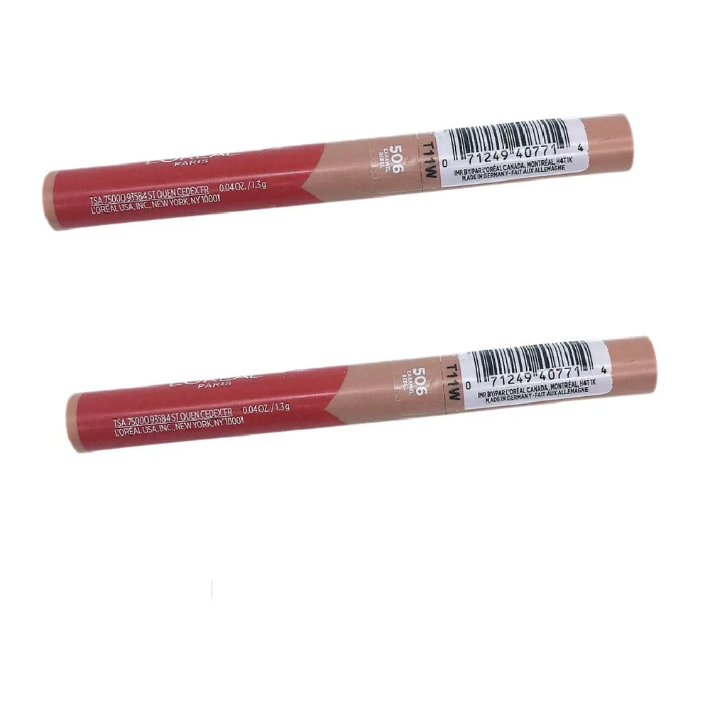Pack of 2 L'Oreal Paris Infallible Matte Lip Crayon, Caramel Rebel # 506