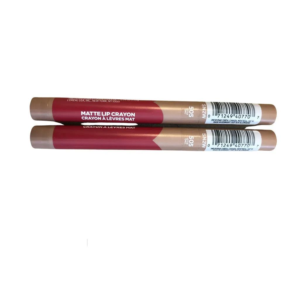 Pack of 2 L'Oreal Paris Infallible Matte Lip Crayon, Little Chili # 505