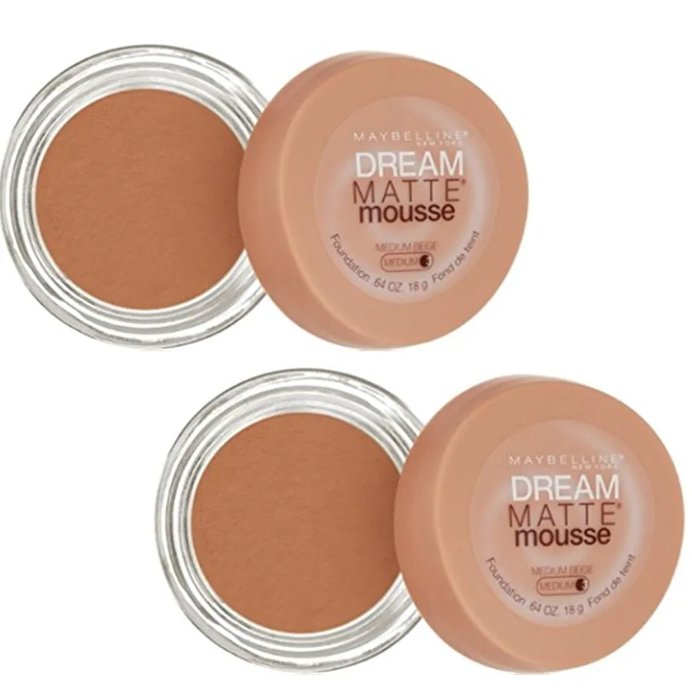 Pack of 2 Maybelline Dream Matte Mousse Foundation, Medium Beige (Medium 3)