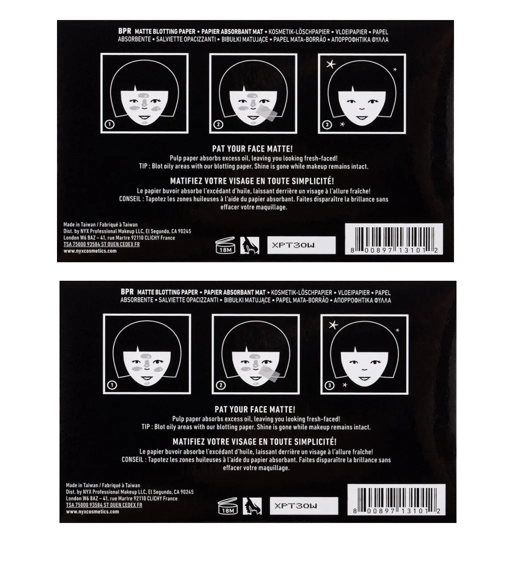 Pack of 2 NYX Matte Blotting Paper, BPR 50 sheets