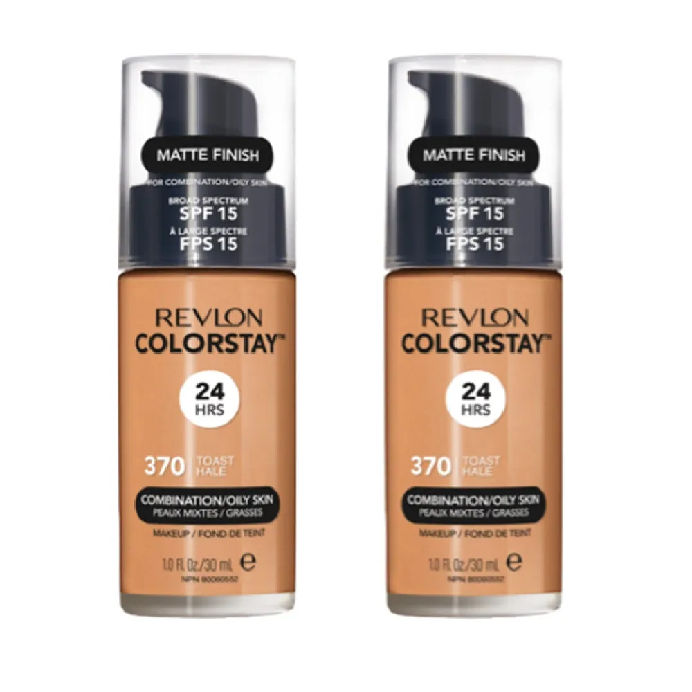 Pack of 2 Revlon Colorstay Combination/Oily Makeup, Matte Finish, Toast 370
