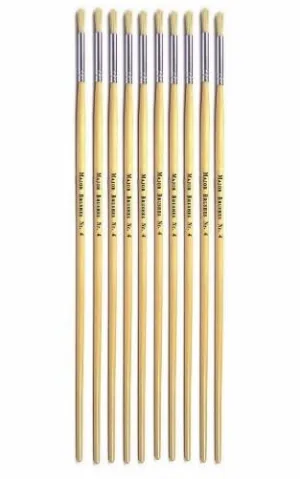 Paint Brushes - Round Tip Long Handle Pack of 10 - Small