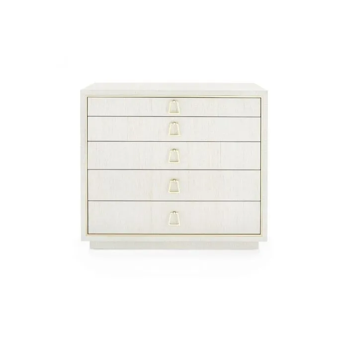 Parker Large 5 Drawer Dresser - Silver