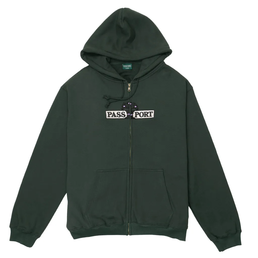PASSPORT HOUSE PLANT ORGANIC FLEECE ZIP HOODIE - GUMNUT GREEN