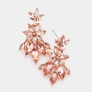 Peach Crystal Flower Burst Dangle Pageant Earrings | 533178