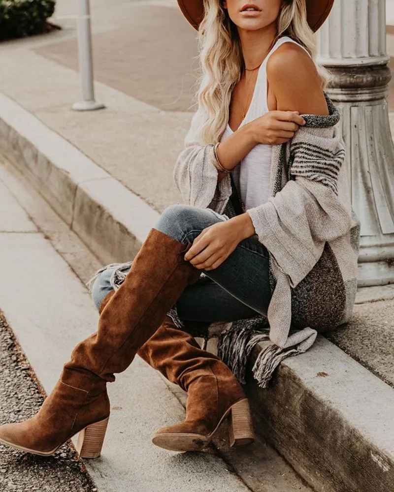 Pearl District Fringe Colorblock Cardigan