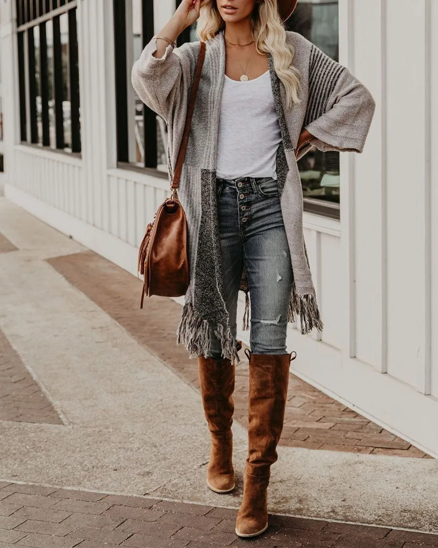 Pearl District Fringe Colorblock Cardigan
