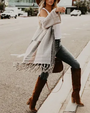 Pearl District Fringe Colorblock Cardigan
