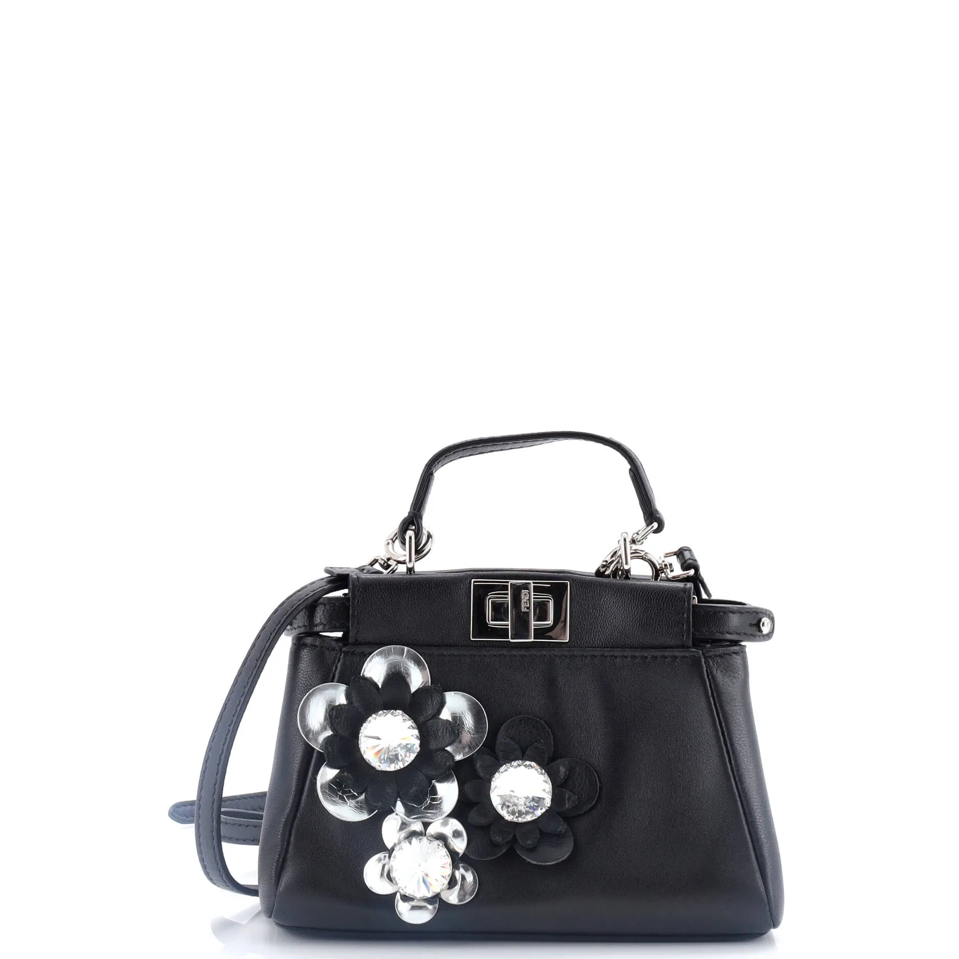 Peekaboo Bag Floral Embellished Leather Micro