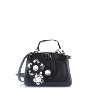 Peekaboo Bag Floral Embellished Leather Micro