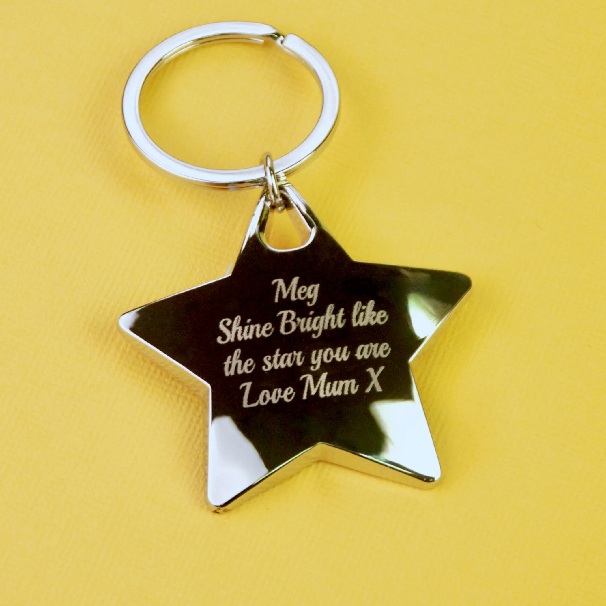 Personalised Silver Star Message Keyring