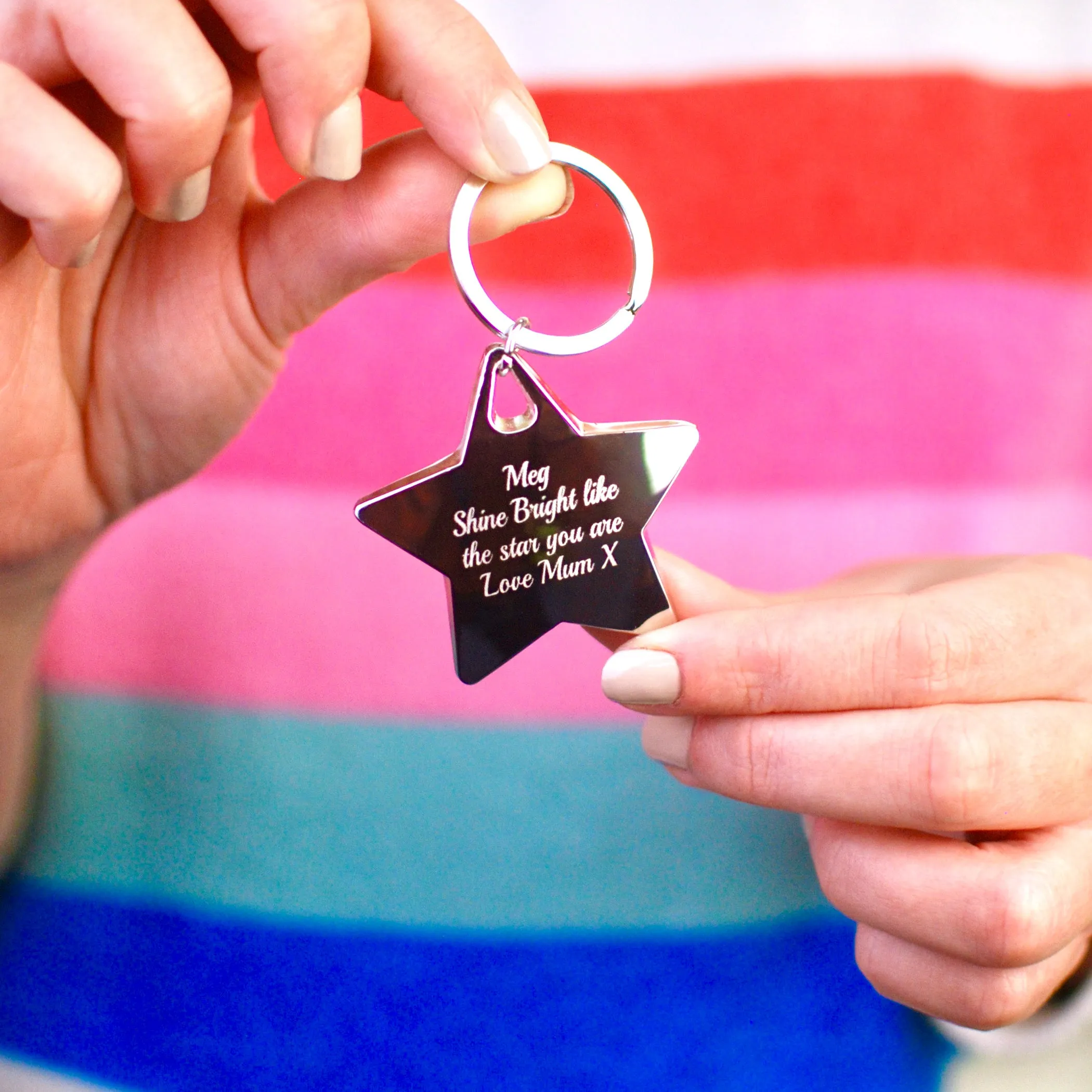 Personalised Silver Star Message Keyring