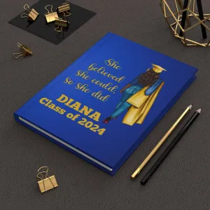 Personalized Blue and Gold Graduation Hardcover Journal