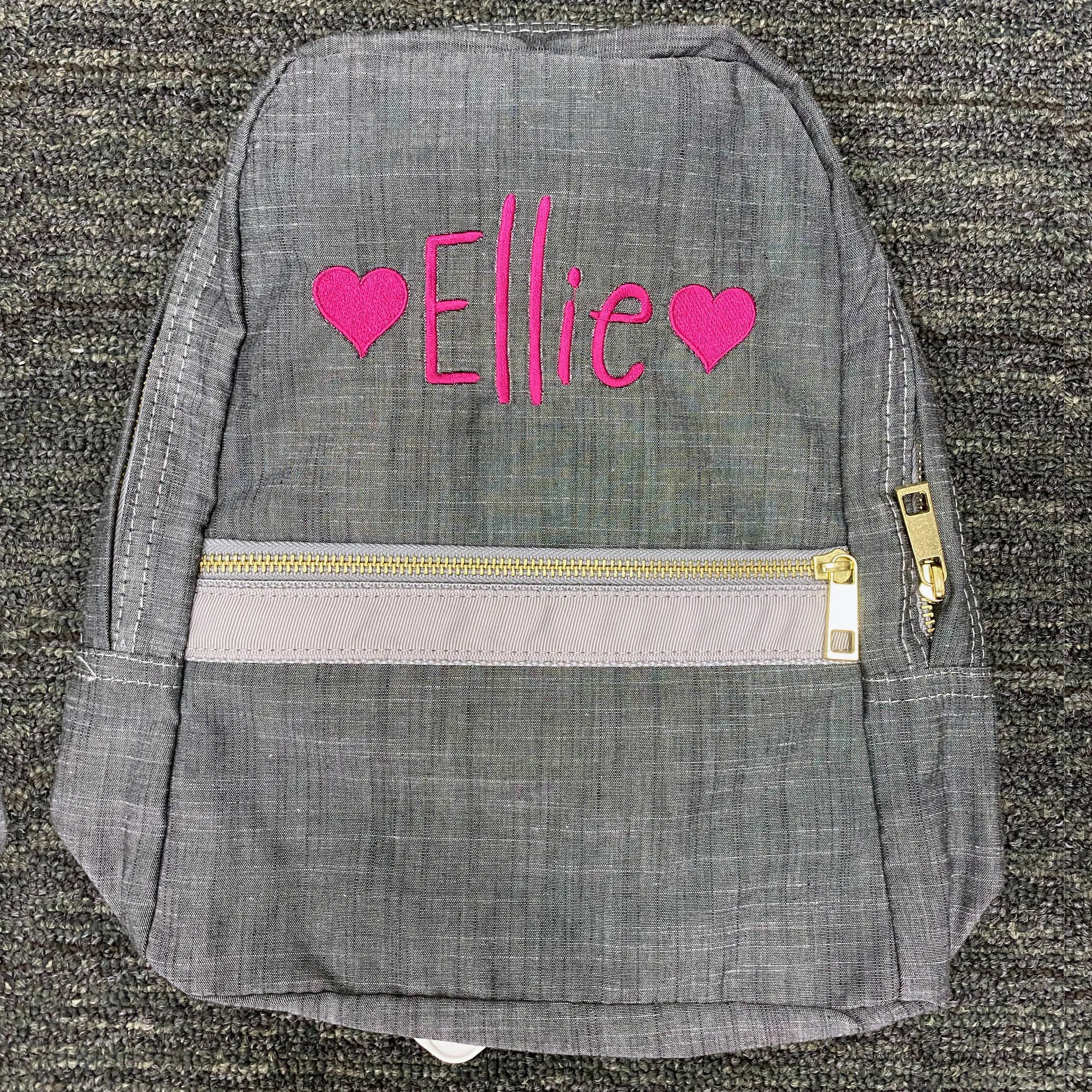 Personalized Chambray Grey Small Backpack