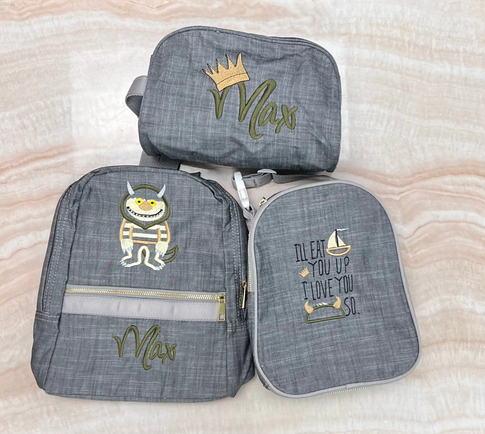 Personalized Chambray Grey Small Backpack