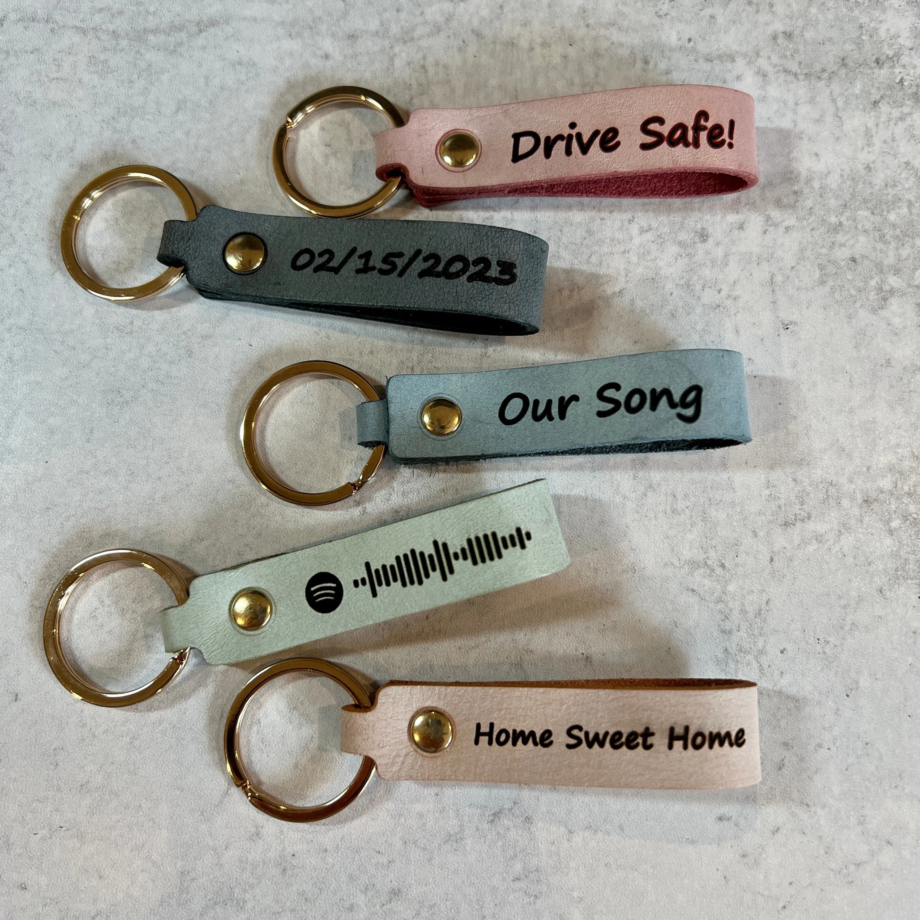 Personalized Leather Key Chains, Choice of Five Colors