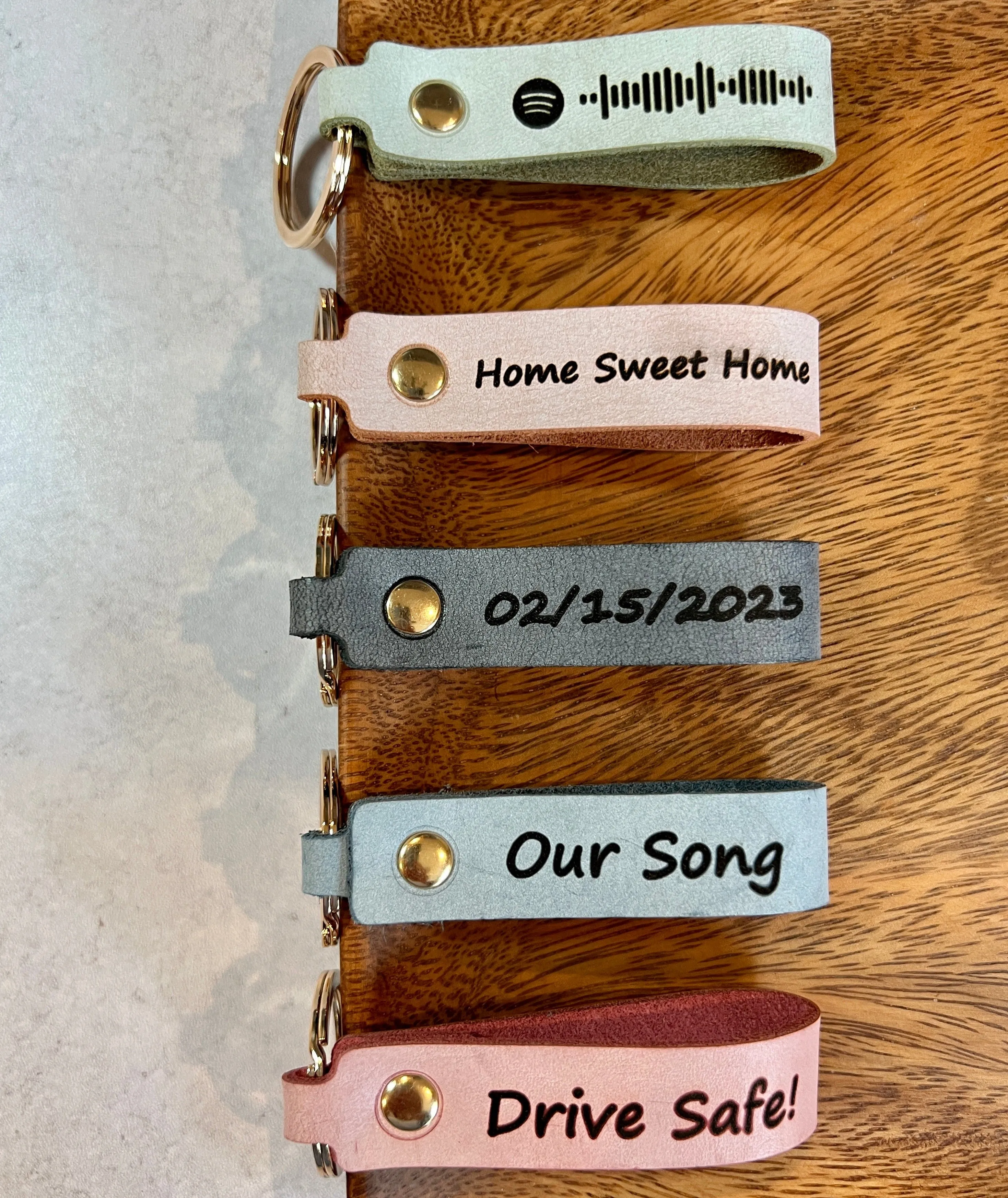 Personalized Leather Key Chains, Choice of Five Colors