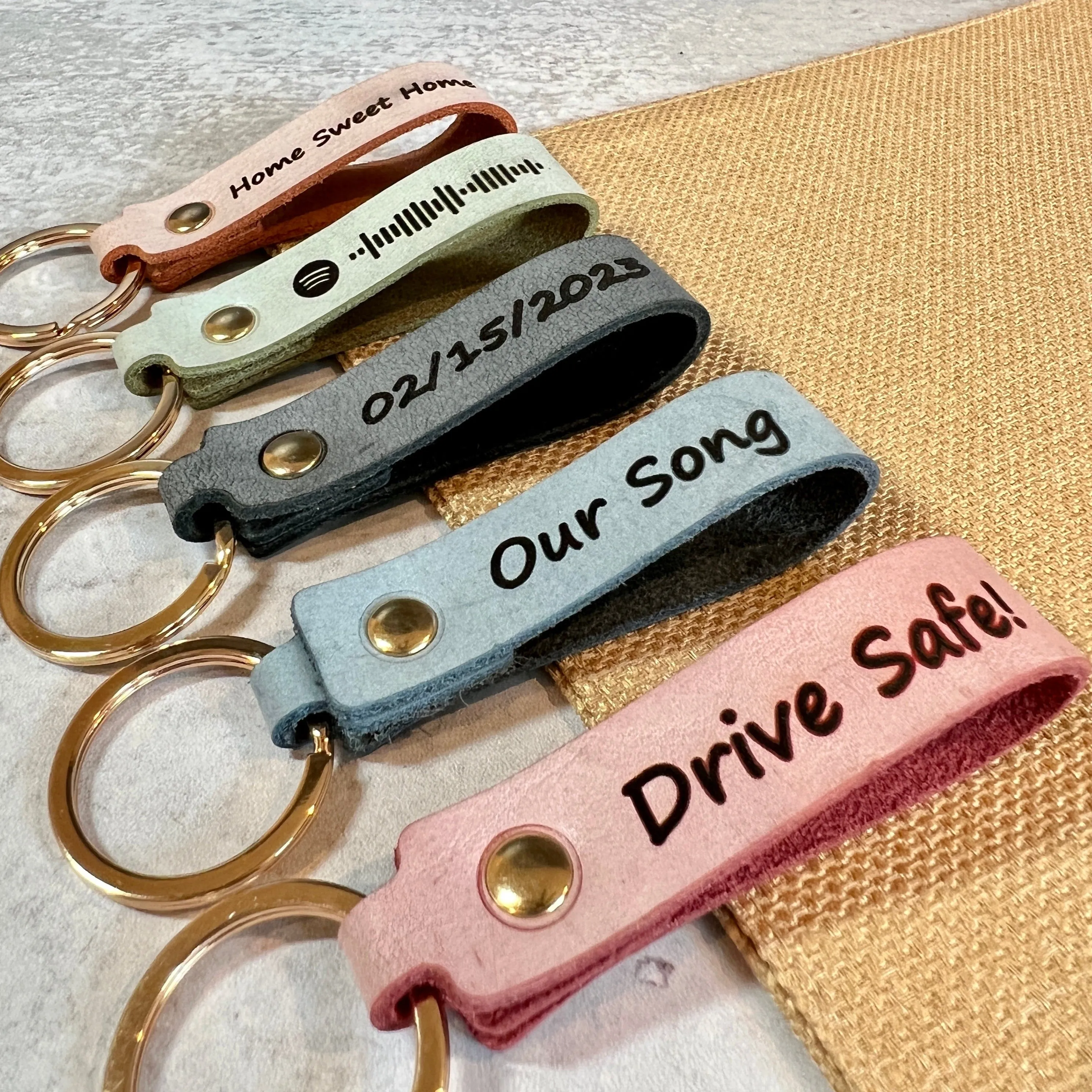 Personalized Leather Key Chains, Choice of Five Colors