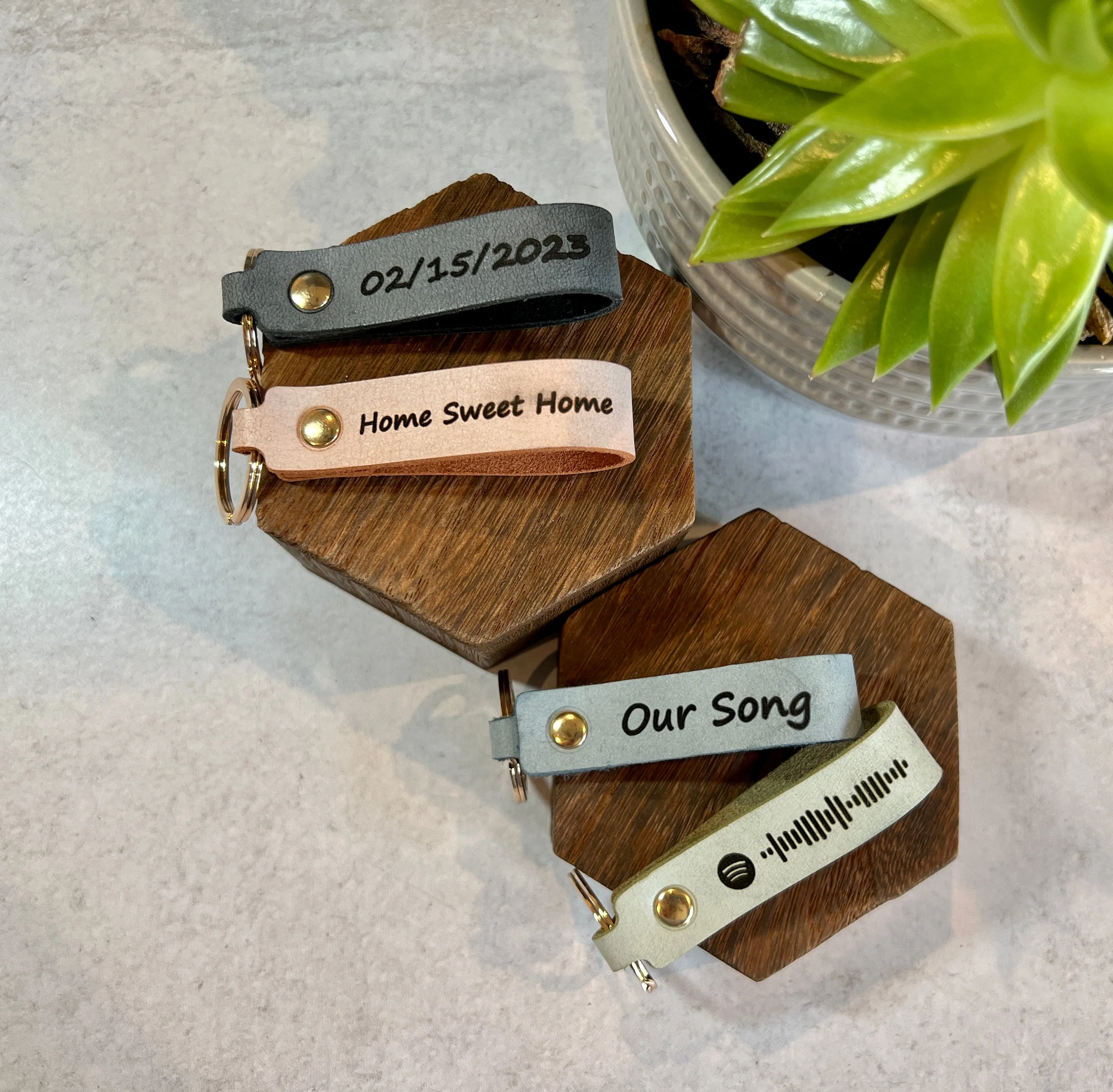 Personalized Leather Key Chains, Choice of Five Colors