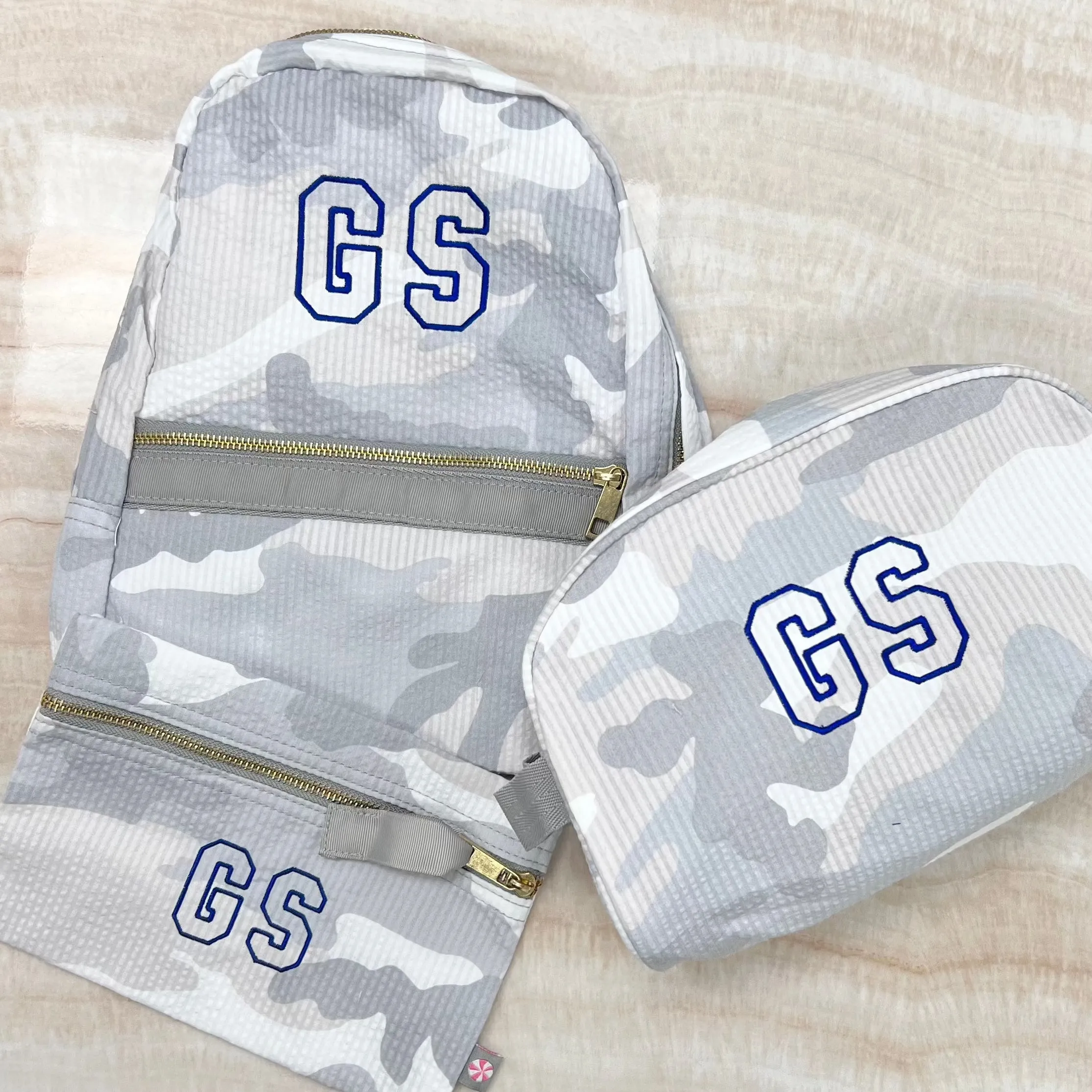 Personalized Seersucker Snow Camo Small Backpack
