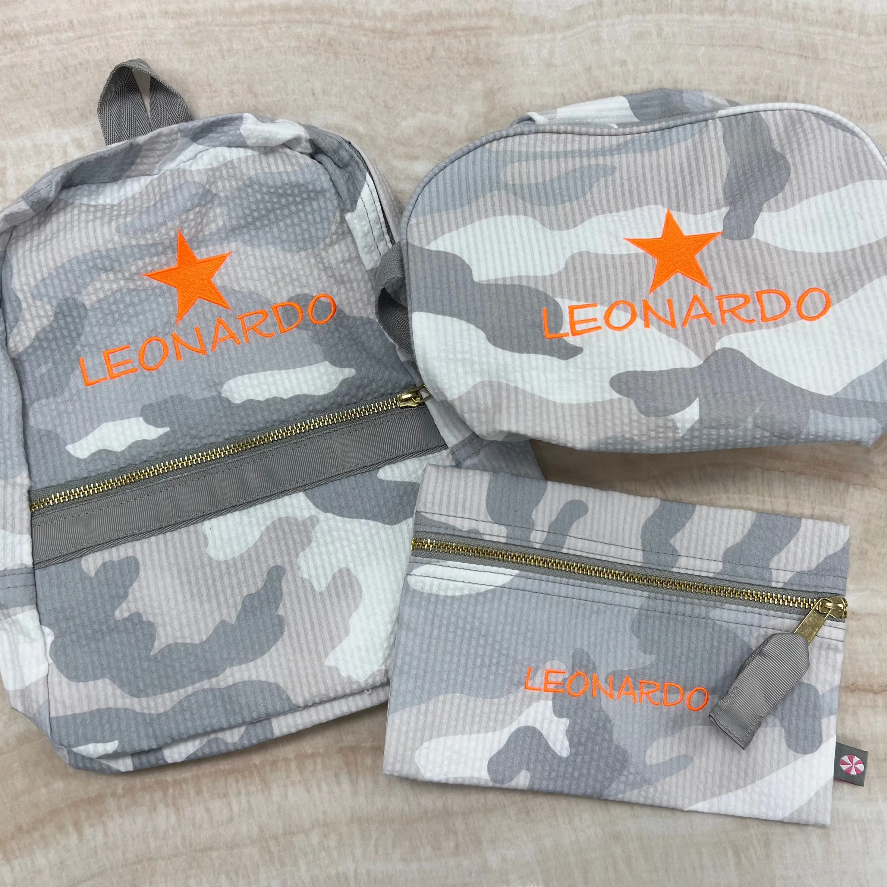 Personalized Seersucker Snow Camo Small Backpack