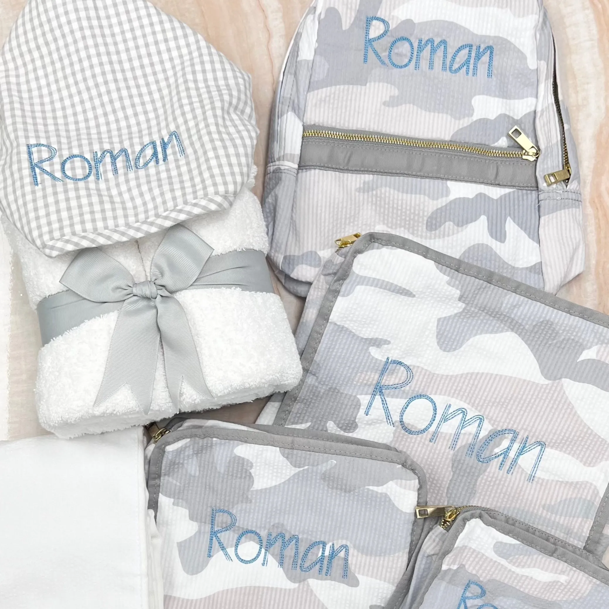 Personalized Seersucker Snow Camo Small Backpack