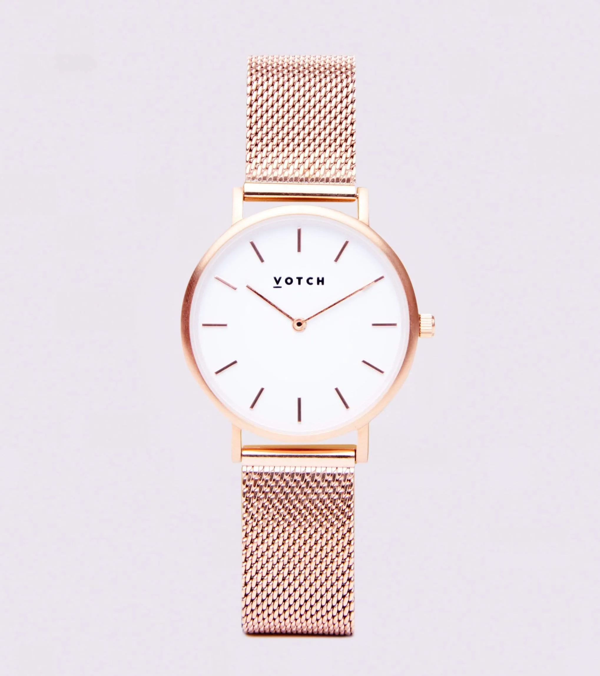 Petite Watch with Rose Gold & White Dial | Rose Gold Mesh Strap