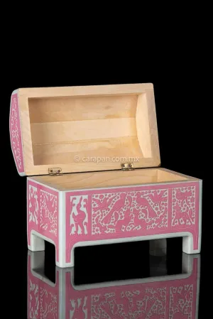 Pink & White Mexican Lacquered Wood Box