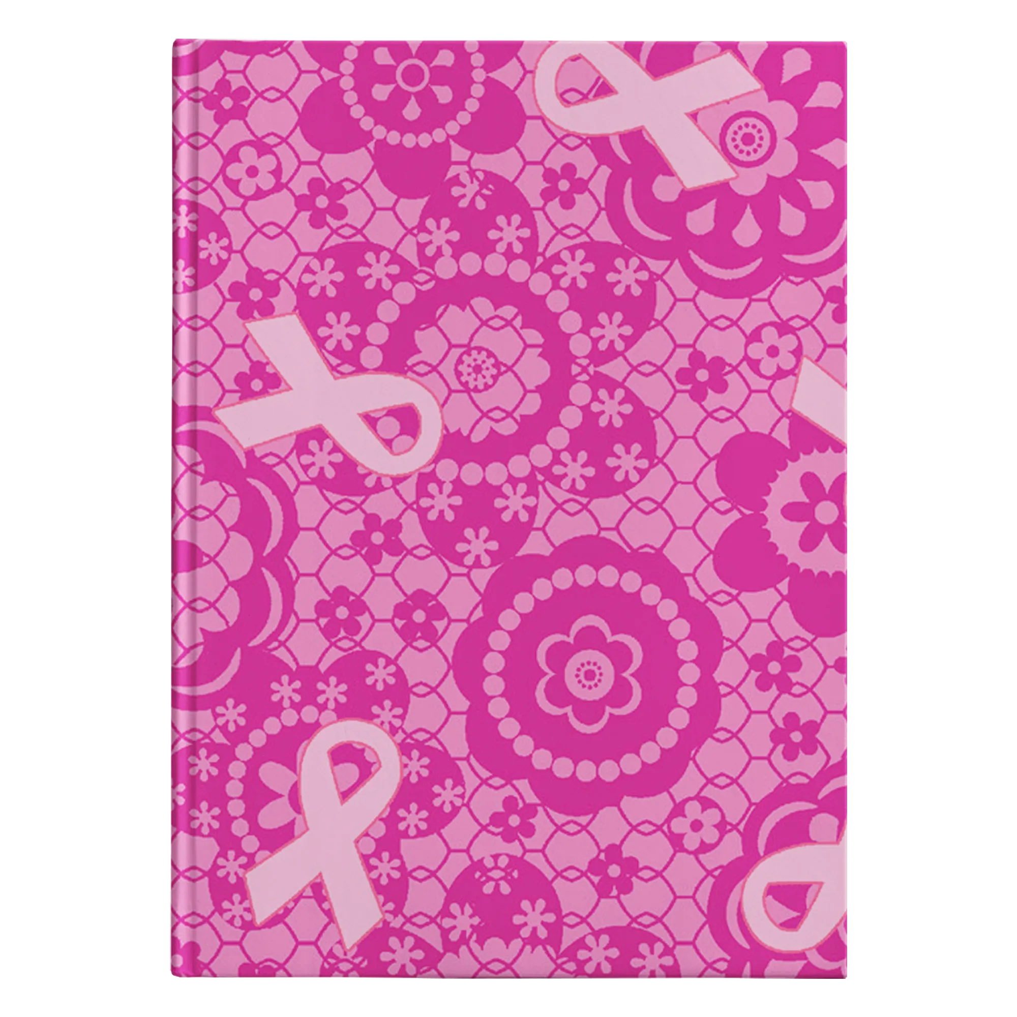 Pink Ribbon Pattern Notebook Journal - Hardcover