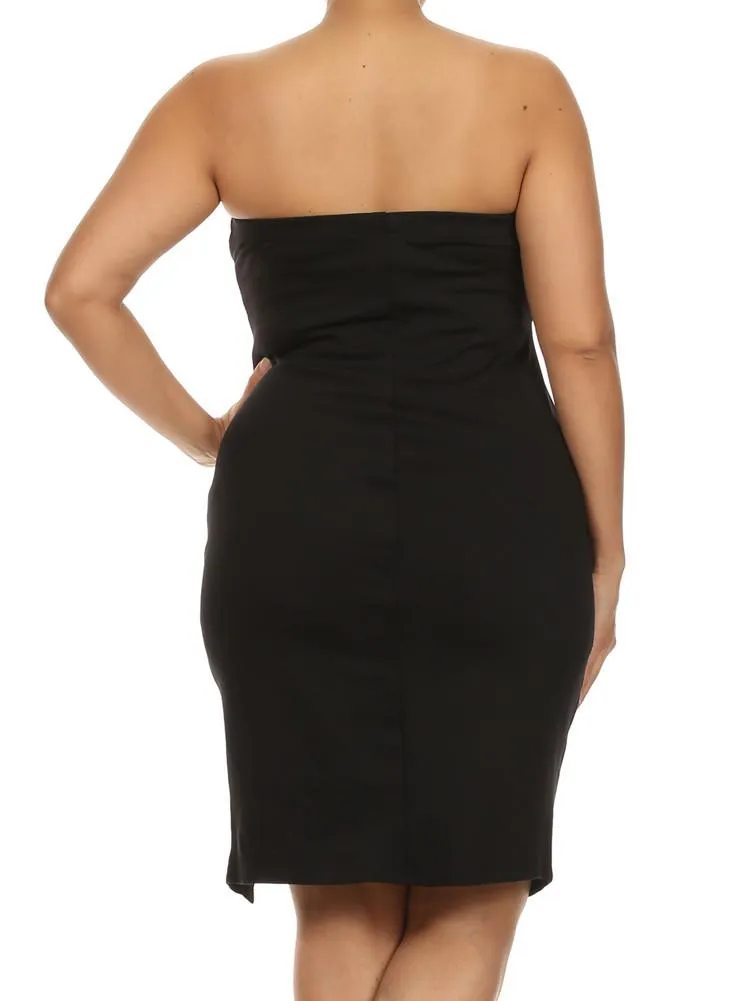 Plus Size Color Block Black Tube Dress