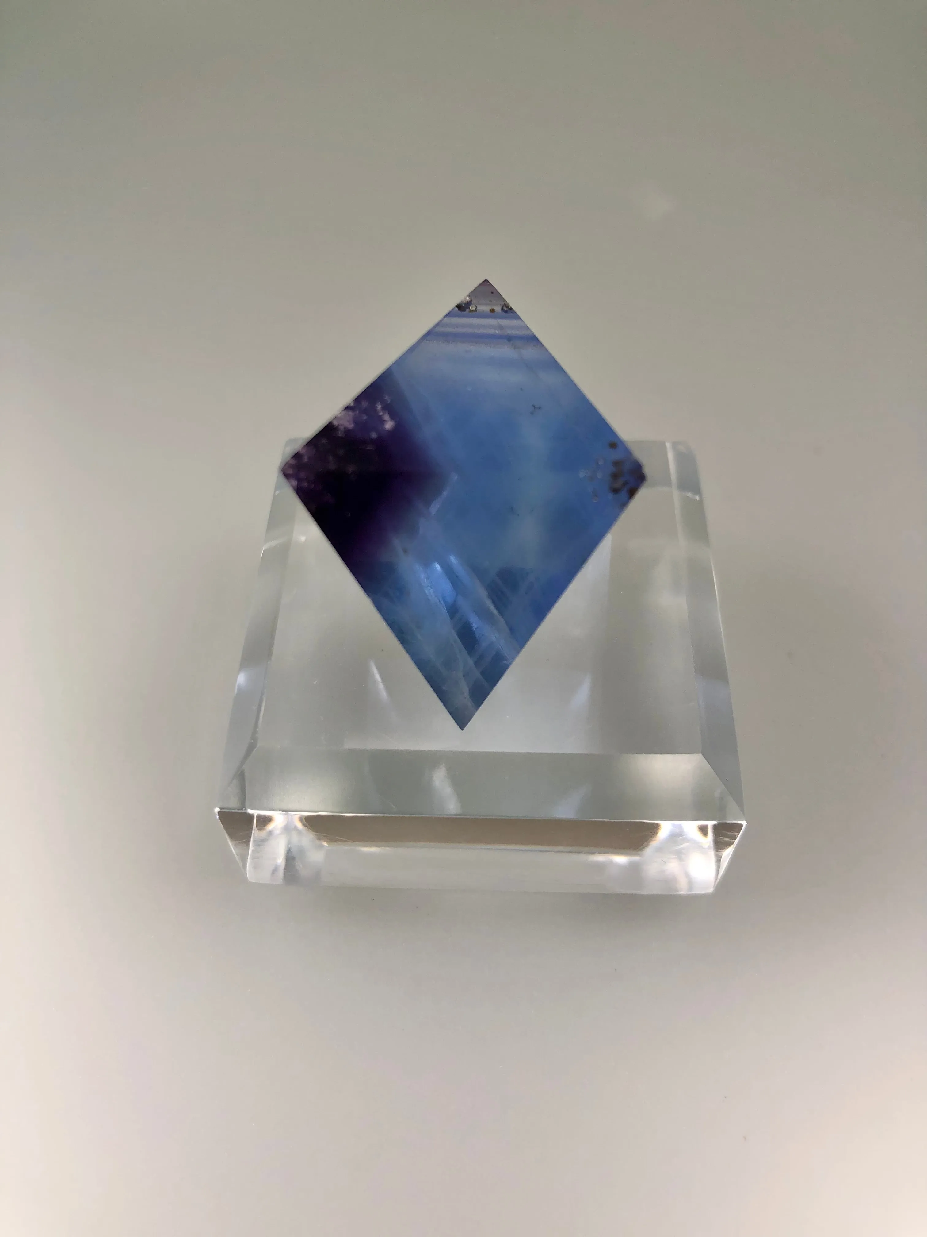 Polished Fluorite Octahedron, Hardin County, Illinois, ex. Oetjen Collection, Miniature 2.2 cm on edge, $75.  Online July 15