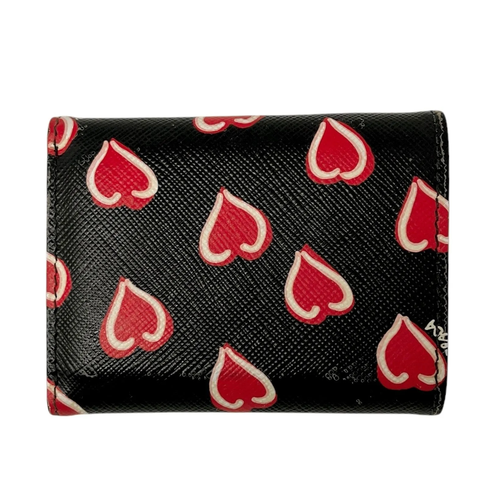 Prada Black   Red Heart Wallet