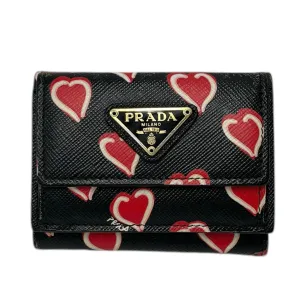 Prada Black   Red Heart Wallet