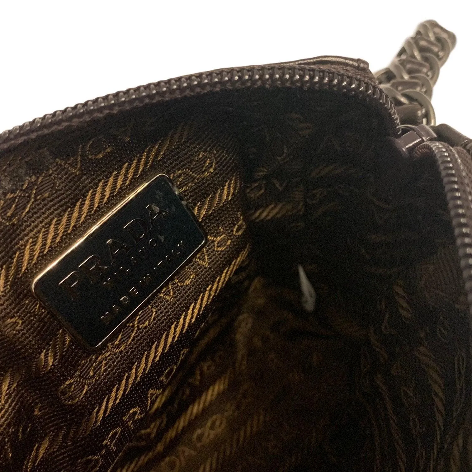 Prada Brown Leather Mini Chain Bag