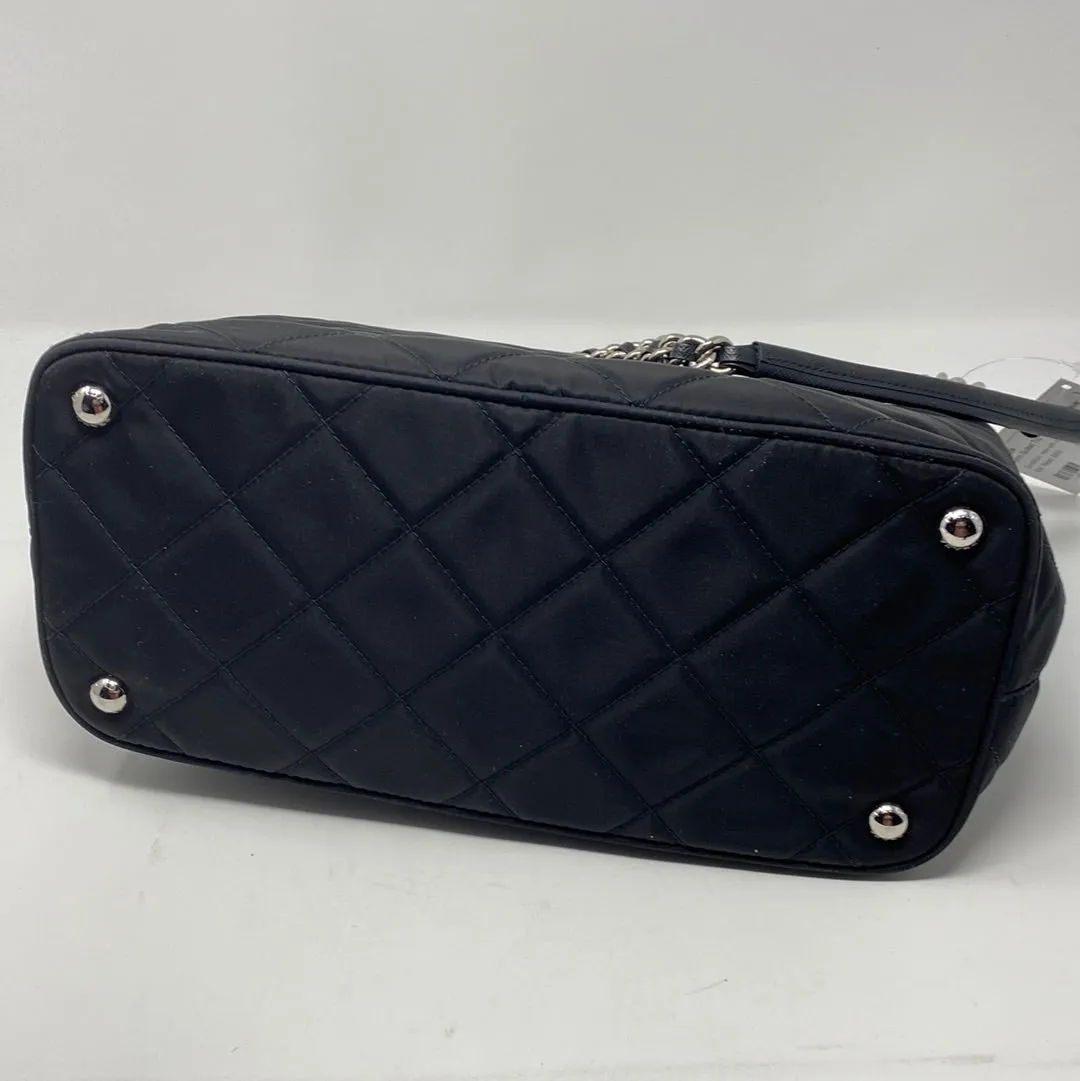Prada Nylon Quilted Top Handle Bag with Silver Hardware
