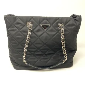 Prada Nylon Quilted Top Handle Bag with Silver Hardware