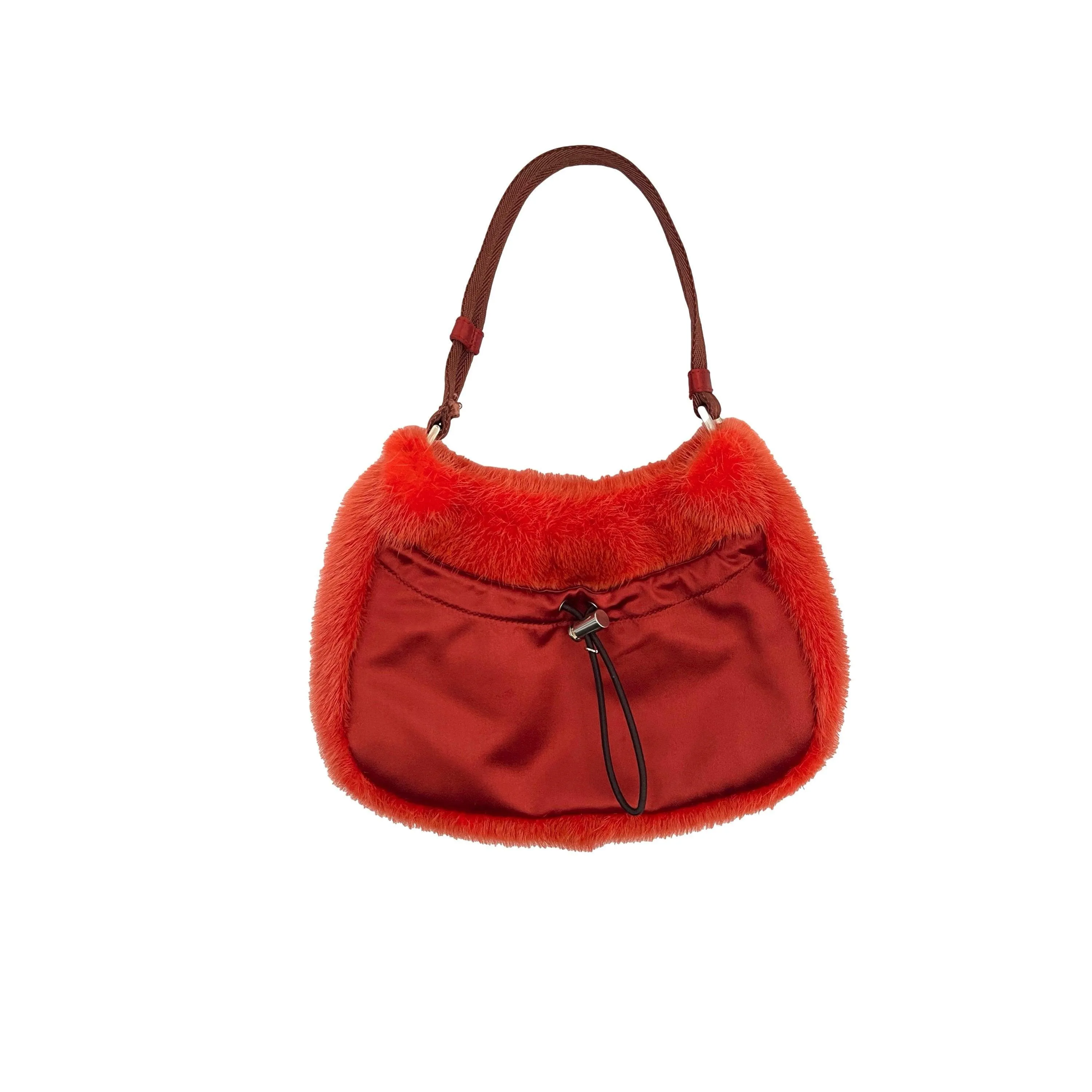 Prada Orange Fur Shoulder Bag