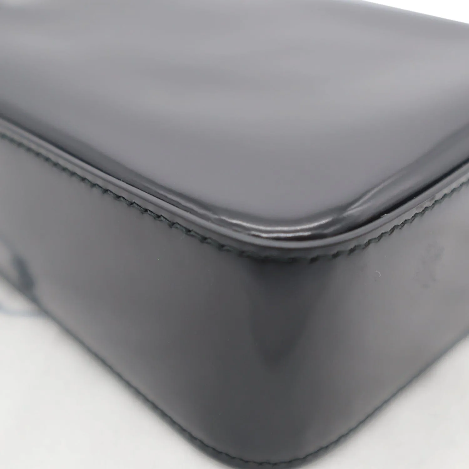 PRADA Small Brushed Leather Tote Shoulder Bag Black