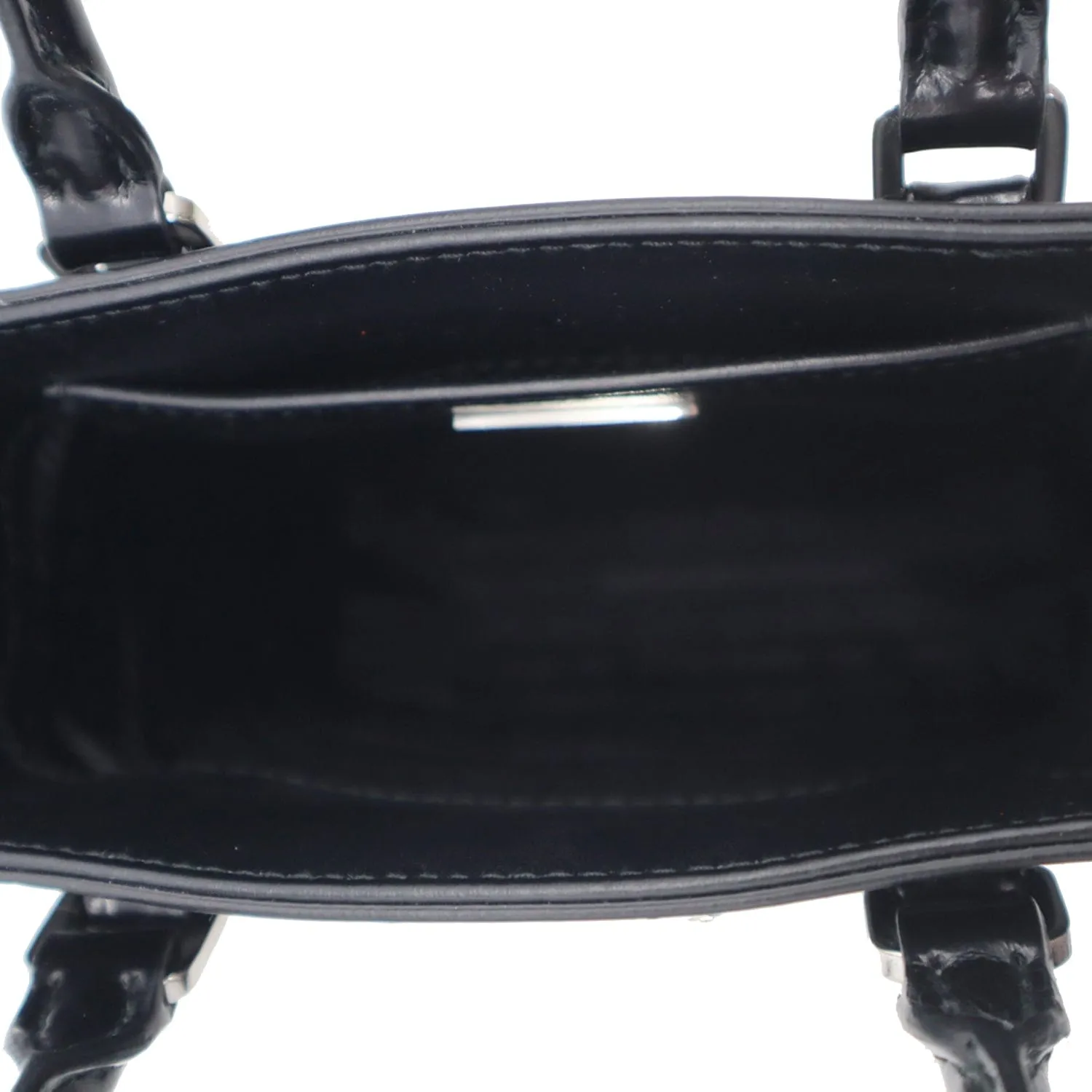PRADA Small Brushed Leather Tote Shoulder Bag Black