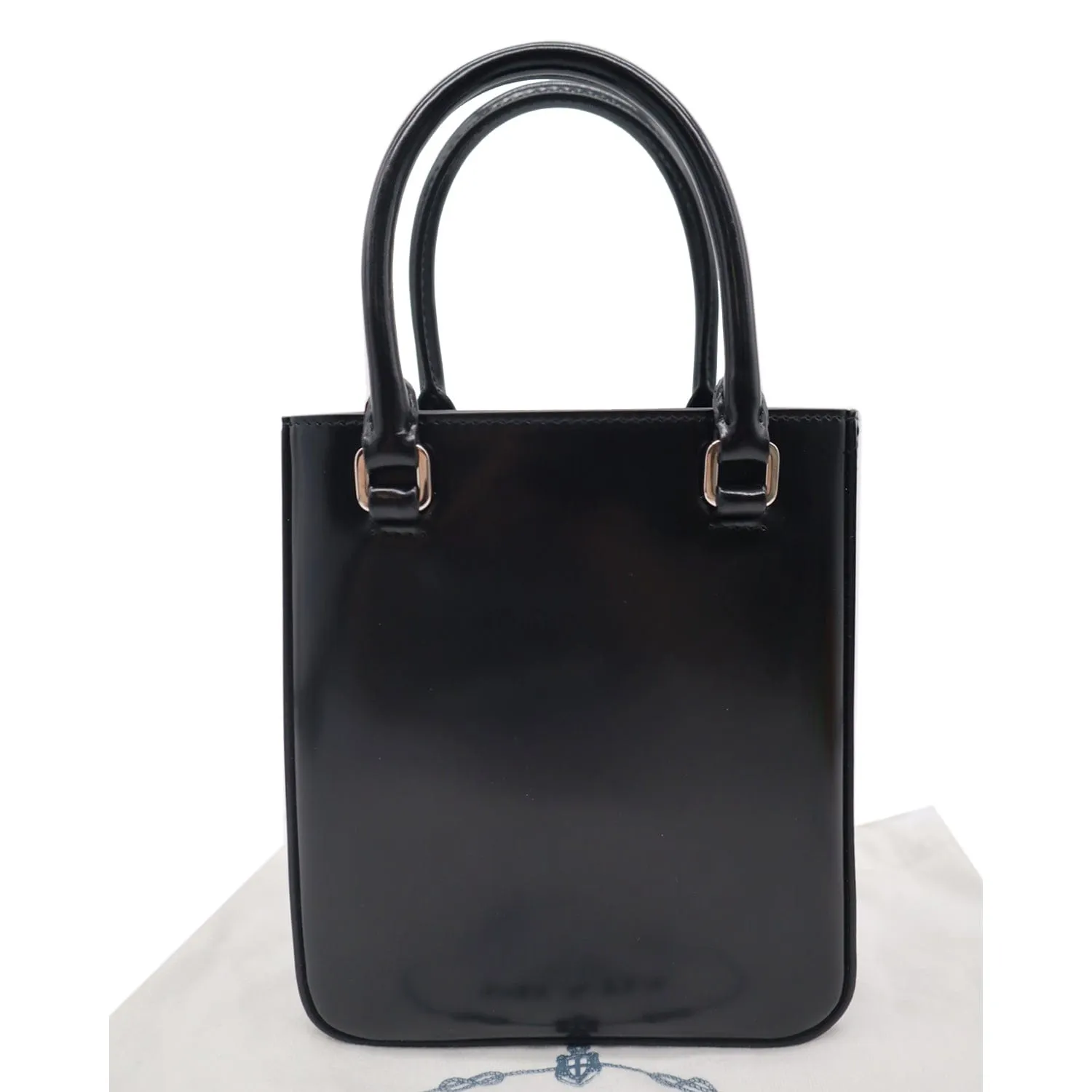 PRADA Small Brushed Leather Tote Shoulder Bag Black