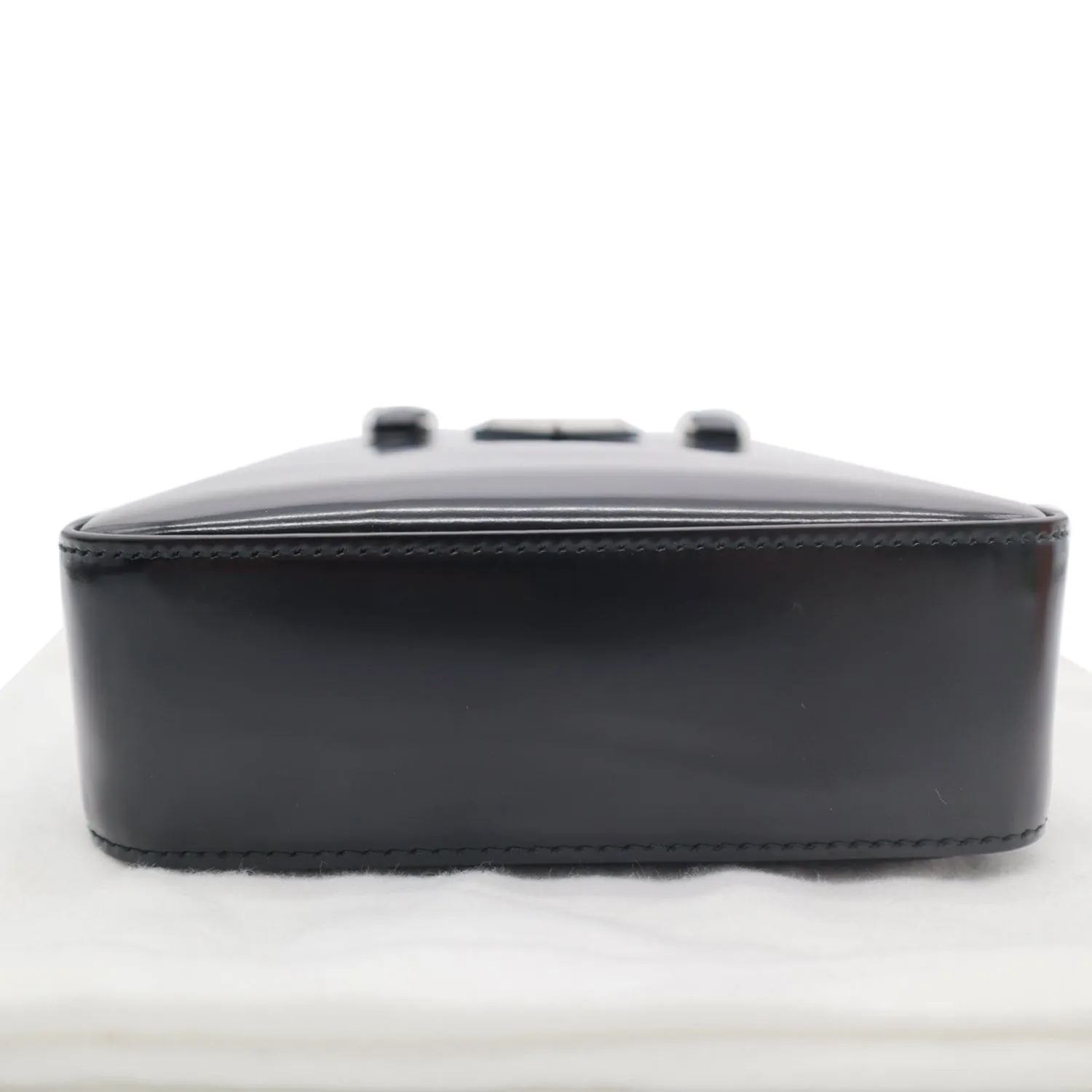 PRADA Small Brushed Leather Tote Shoulder Bag Black