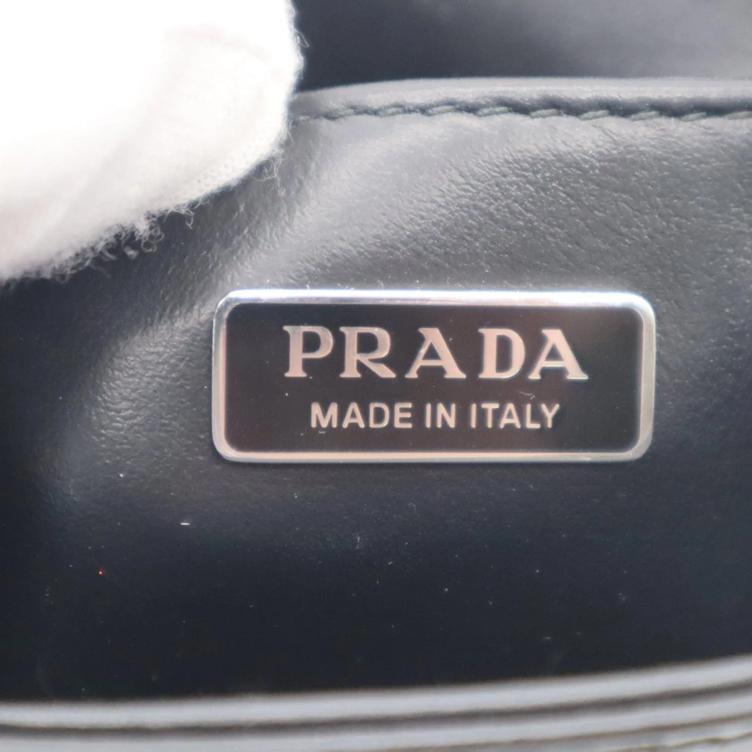 PRADA Small Brushed Leather Tote Shoulder Bag Black
