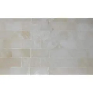 Premium White Onyx VEIN-CUT 2 X 4 Polished Brick Mosaic Tile