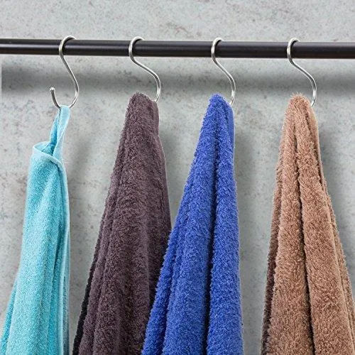 Prudance Small Round S Shaped Stainless Steel Hanging Hooks Set with 10 Hooks - Ideal for Pots, Pans, Spoons & Other Kitchen Essentials - Perfect for Clothing