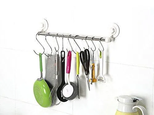 Prudance Small Round S Shaped Stainless Steel Hanging Hooks Set with 10 Hooks - Ideal for Pots, Pans, Spoons & Other Kitchen Essentials - Perfect for Clothing