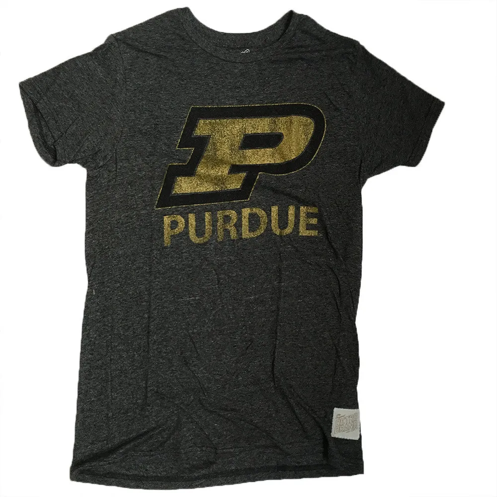 Purdue Boilermakers Retro Brand Mock Twist Black Logo Shirt