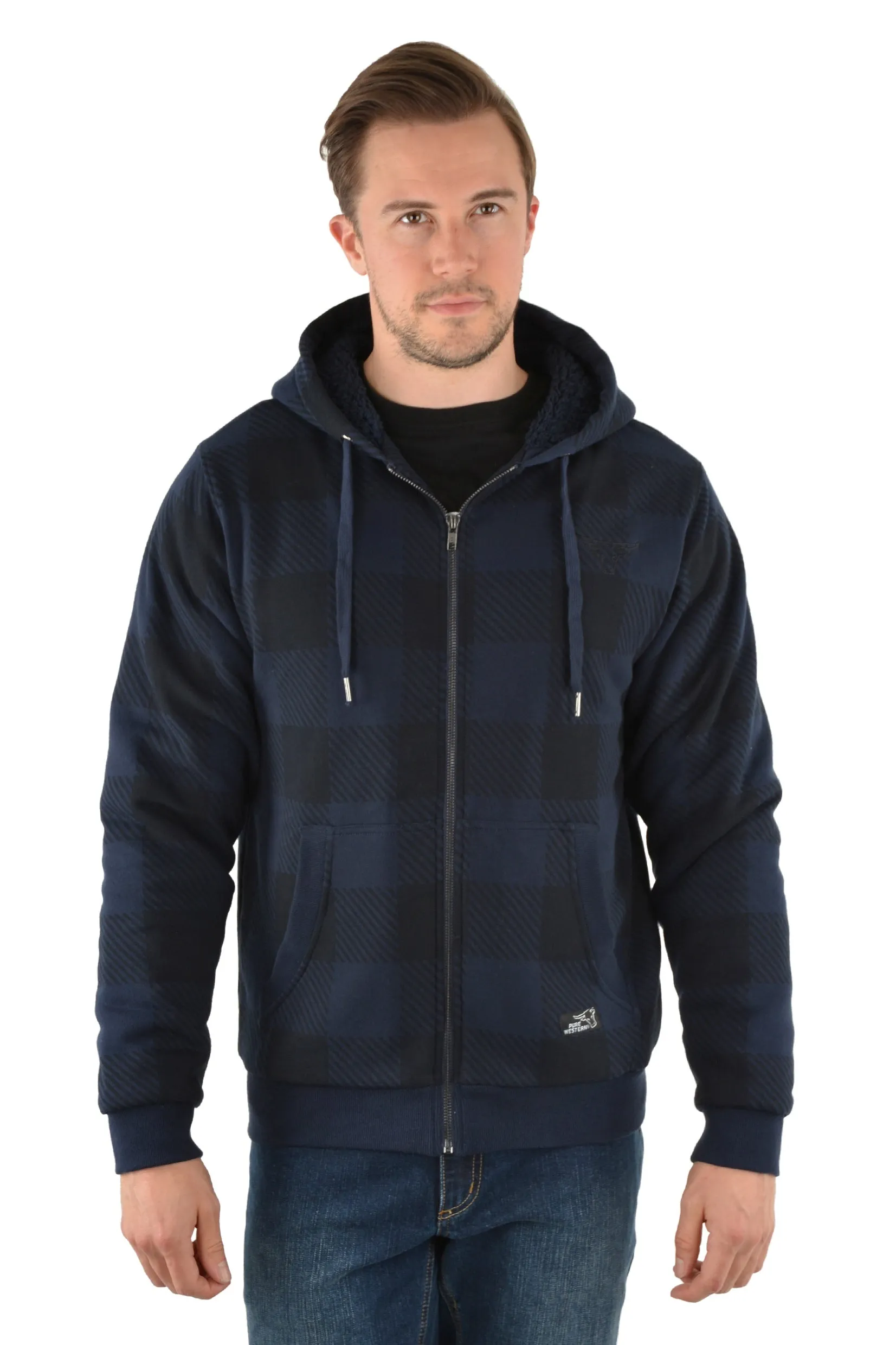 Pure Western Tonkin Zip Through Mens Hoodie Navy