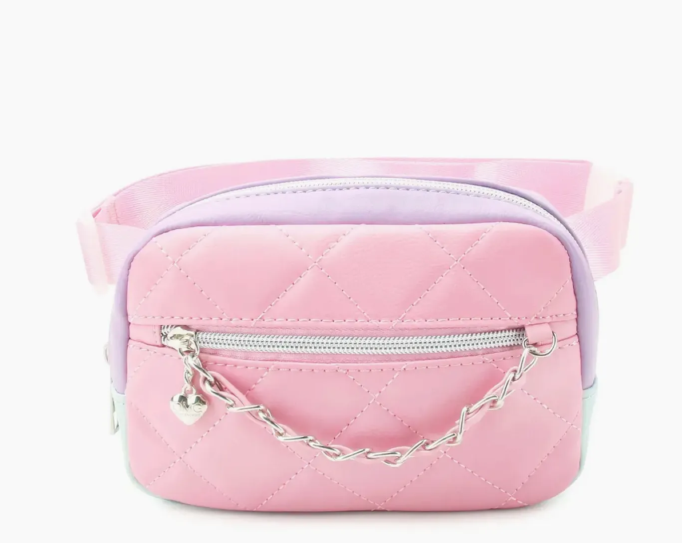 QUILTED COLORBLOCK CHAIN FANNY PACK